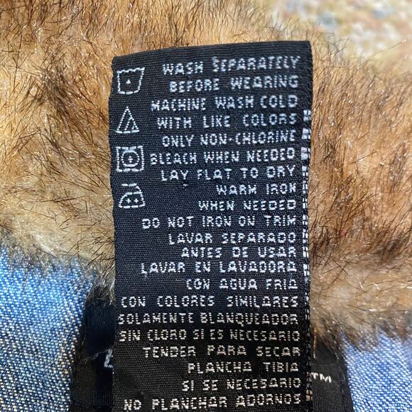 Y2K No Boundaries Denim Ribbed Knit Jacket Button Down Faux Fur Collar XS-Small - Picture 7 of 7